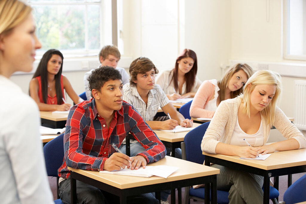 Students and tutor in class